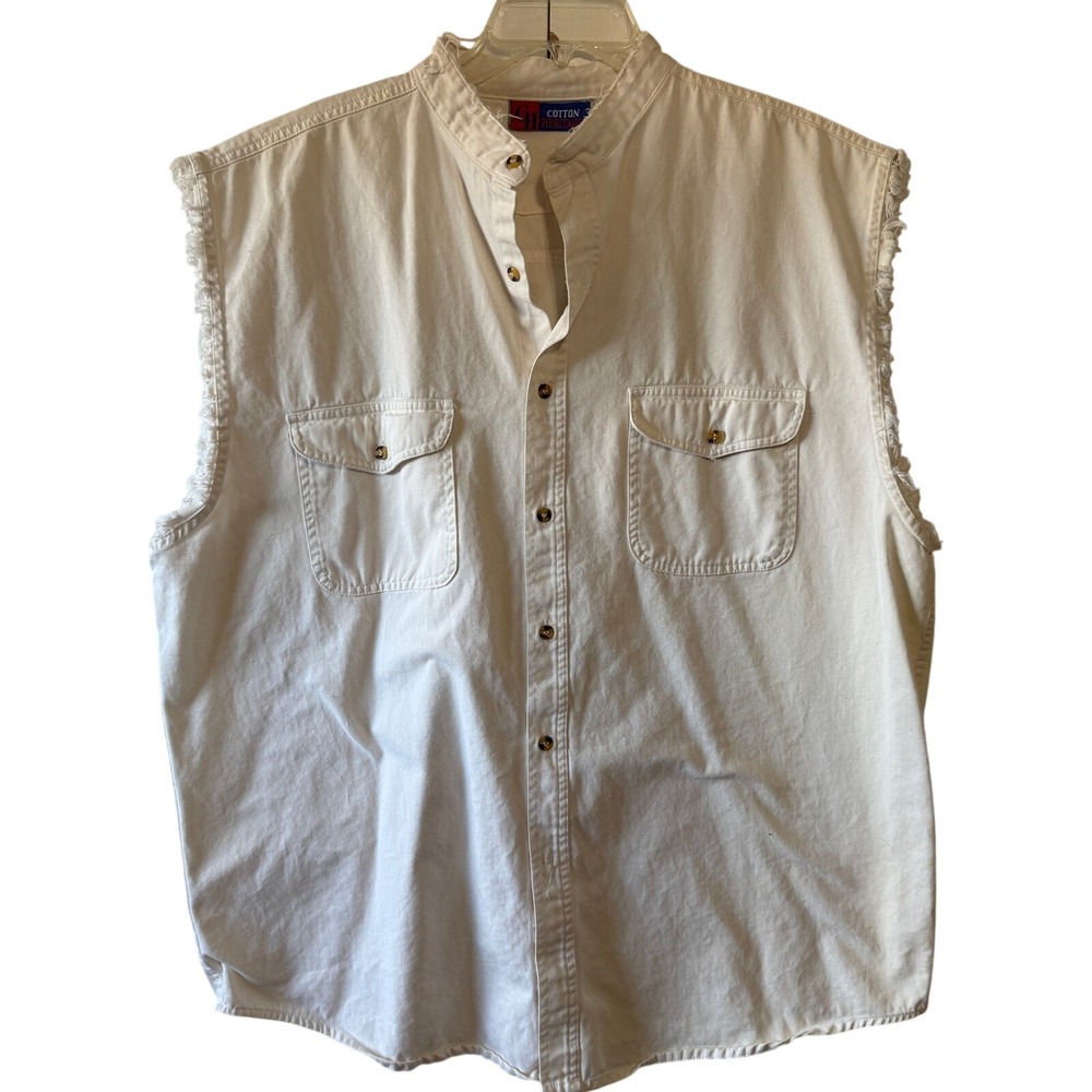Cotton Heritage 2XL Sleeveless Button Up Shirt Ride It Like You Stole It Graphic